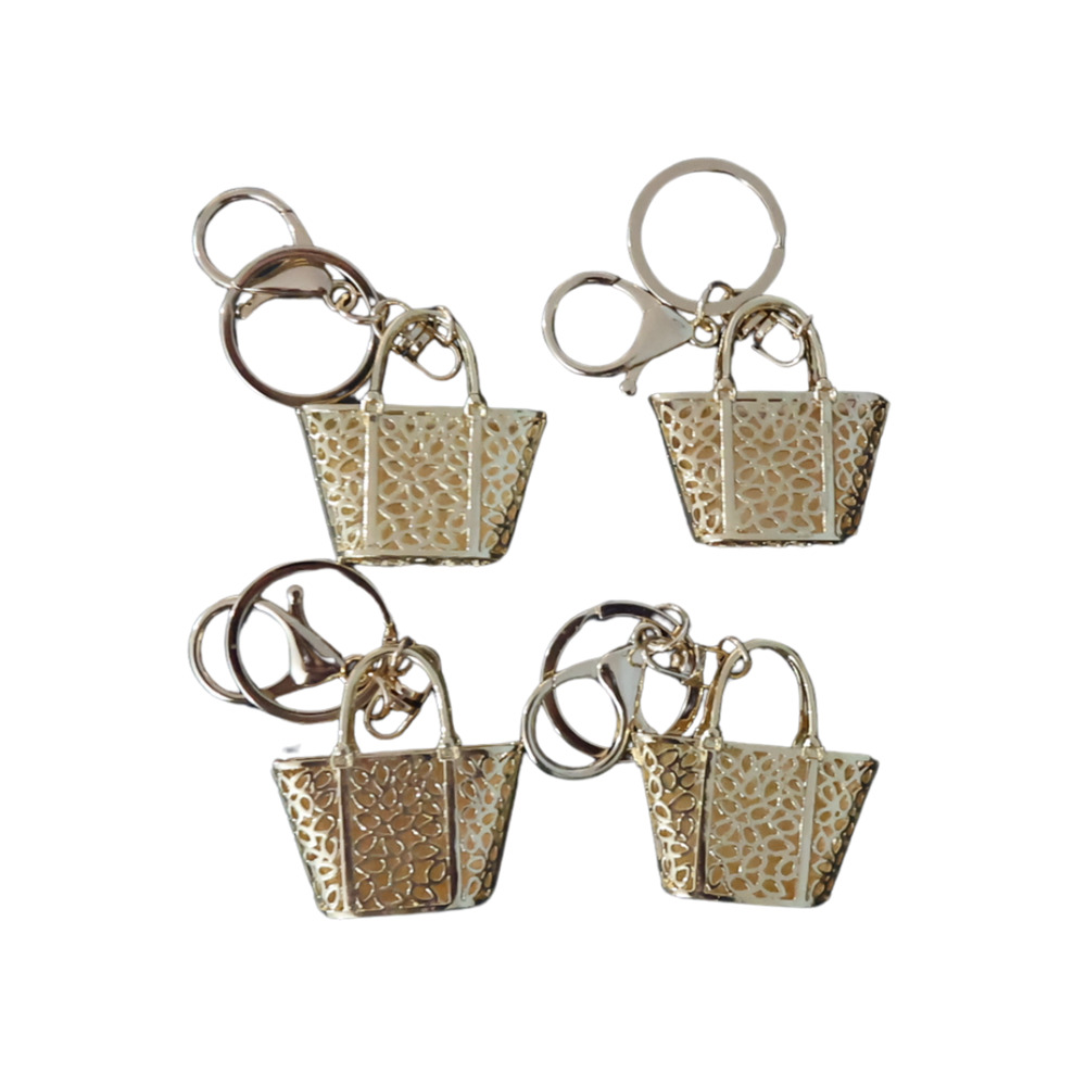 Gold & Red Sculptural Handbag Charm Keyring w/ Bow & Rhinestone Mobwife NWT - Picture 6 of 7